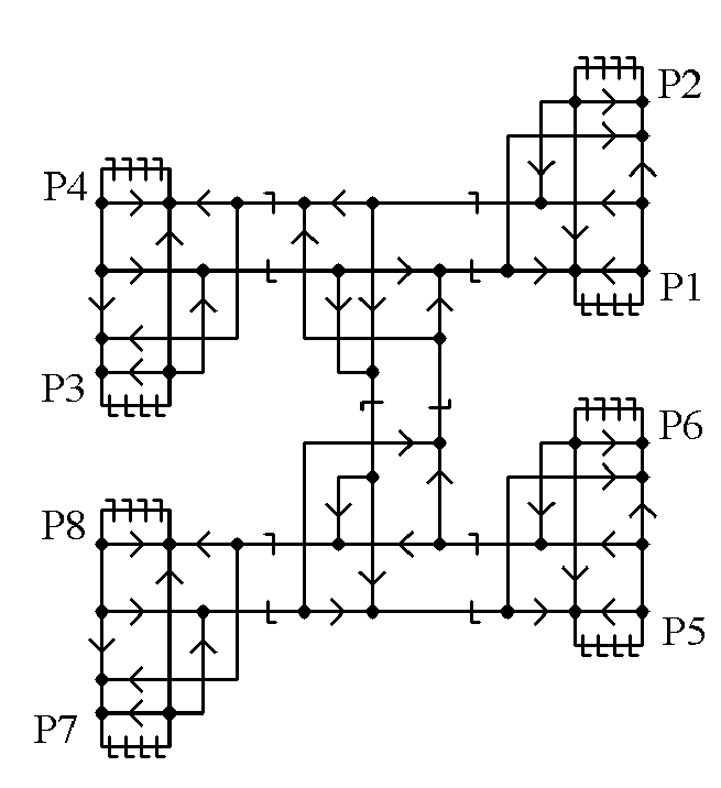 Eight Processors Connected Together